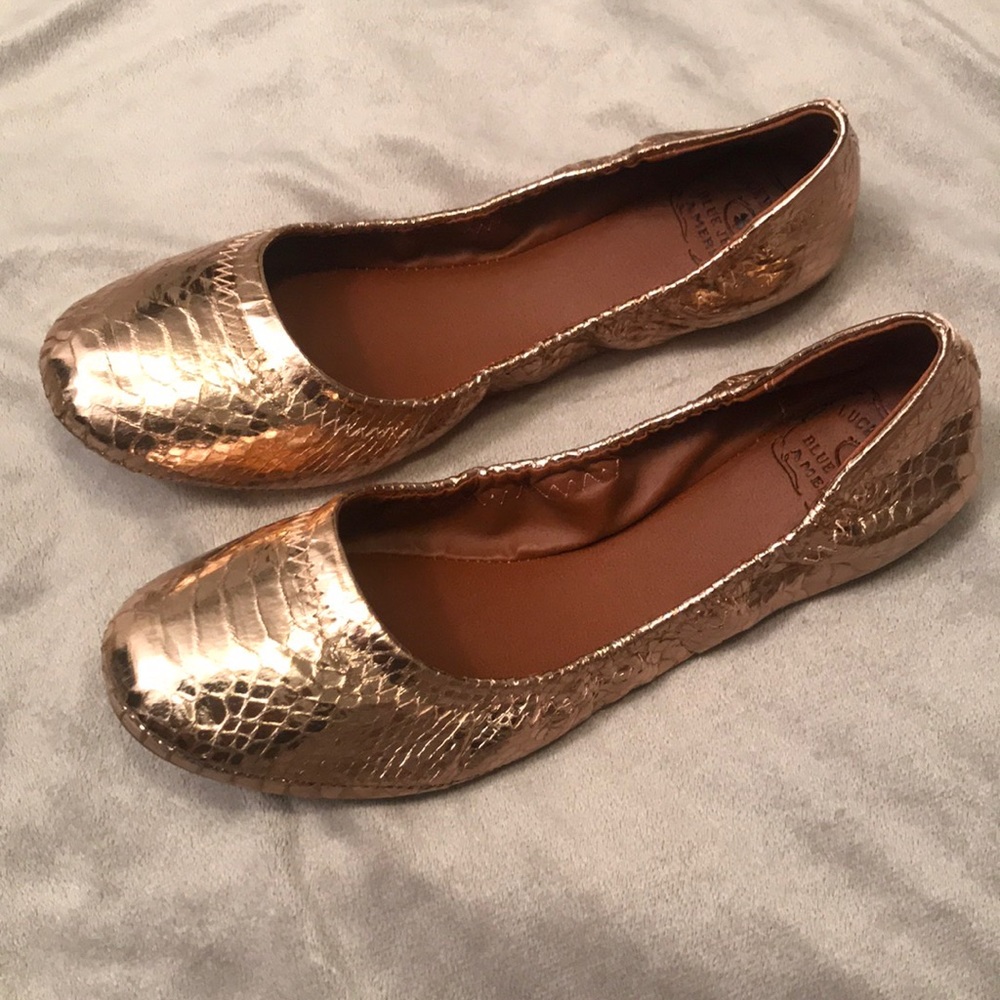 Rose Gold Metallic Snake Flats Shoes